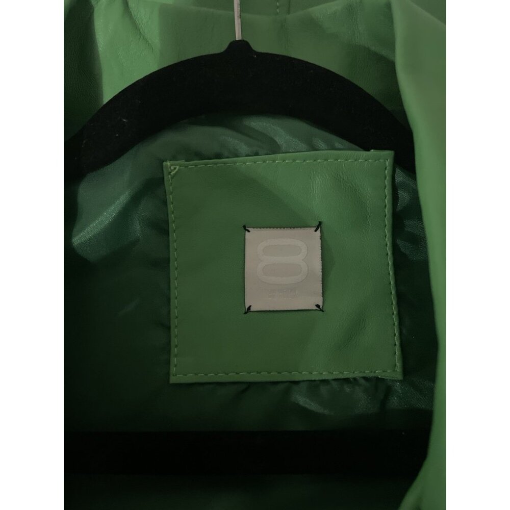 8 by YOOX Italian Made Green Lambskin Leather Moto Jacket Size IT46US14 Oversize - Picture 5 of 8